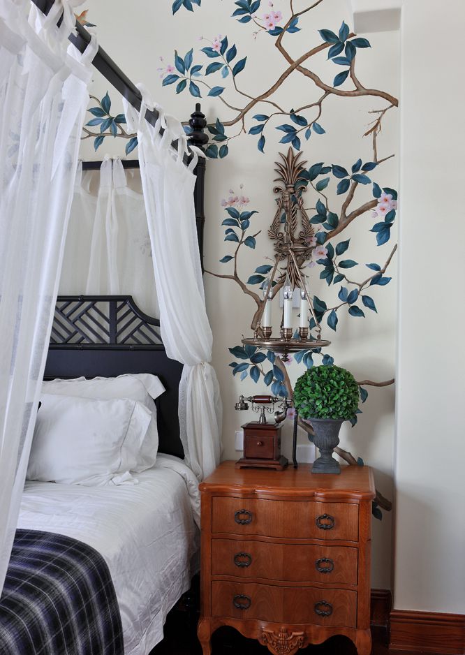 美式田园风卧室墙纸设计 - 效果图