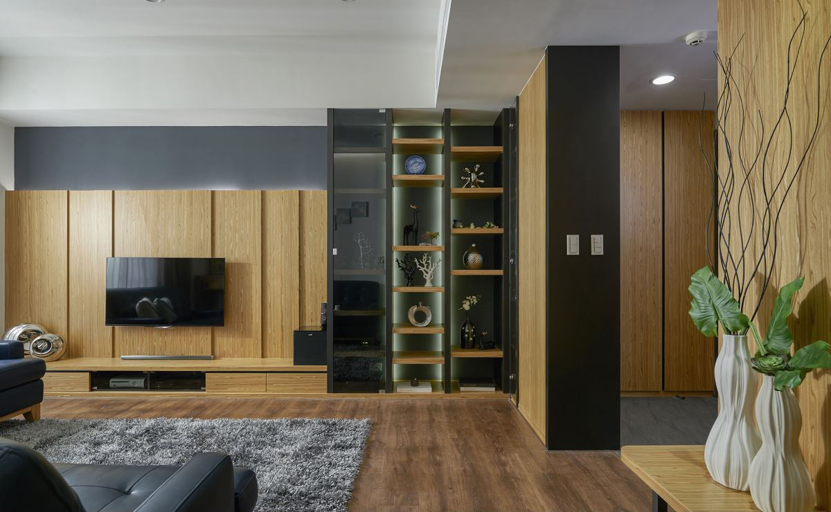 时尚自然韵味宜家风格木制电视背景墙效果图片