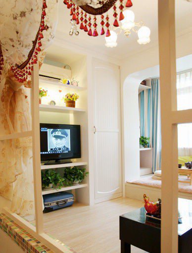 田园风格客厅分层置物架设计 - 效果图