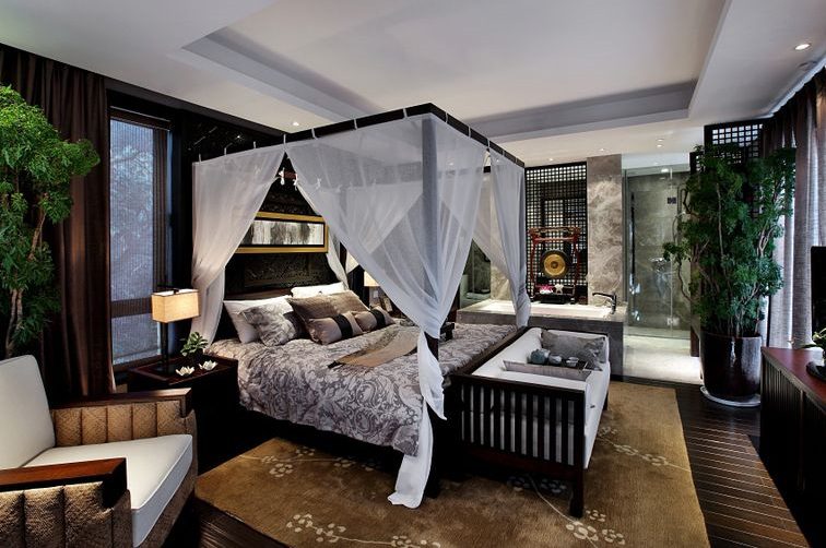 时尚中国风卧室效果图