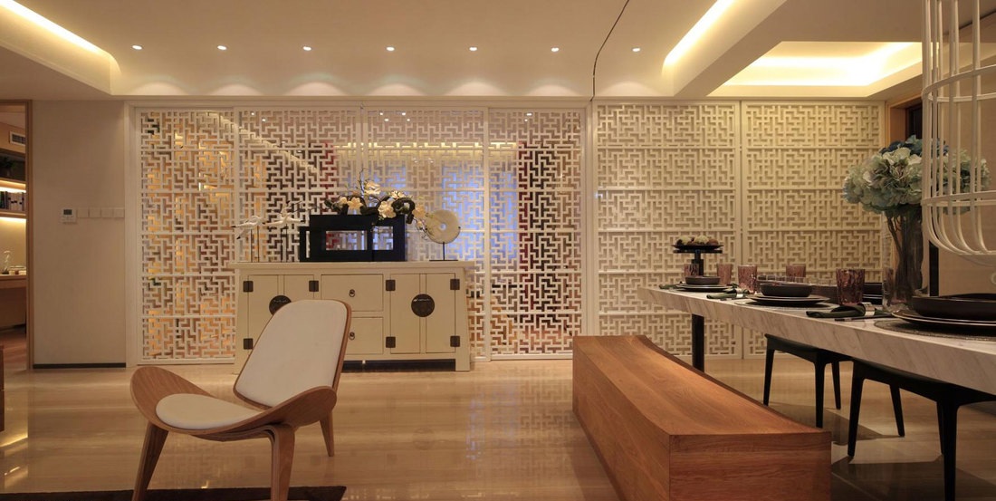 宁静雅致禅风简中式隔断屏风设计效果图