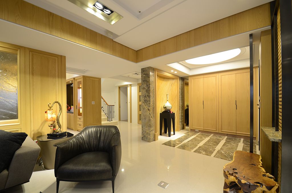 原木现代风格别墅室内装修图 - 效果图