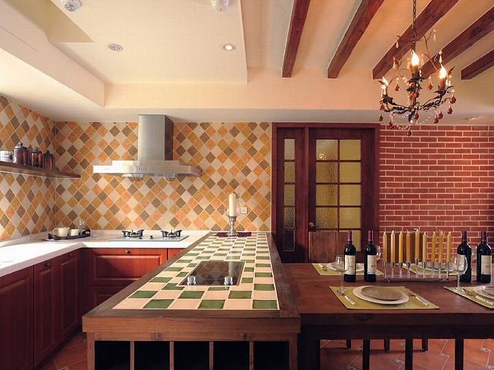 田园复古风家居厨房设计装修效果图