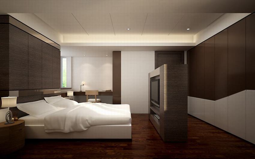 素雅现代简约 卧室电视背景墙设计 - 效果图