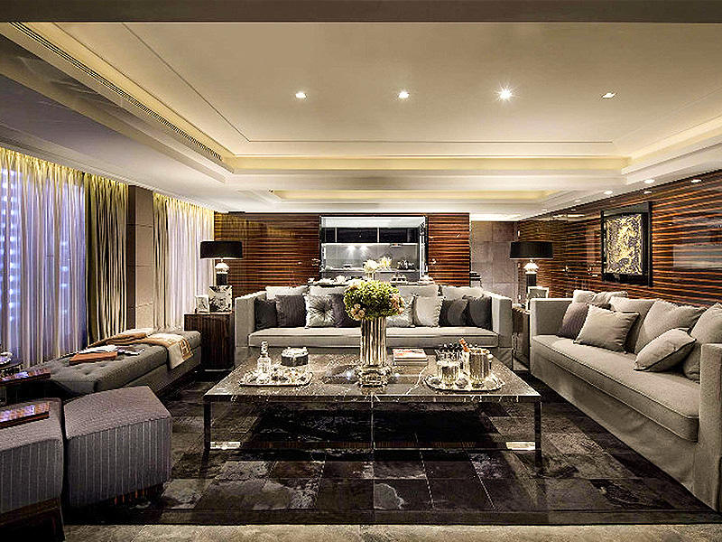 奢华后现代别墅客厅沙发背景墙效果图