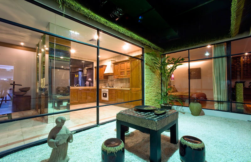 全方位玻璃隔断新中式榻榻米效果图