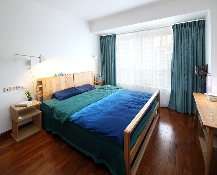 现代复古混搭卧室窗帘效果图