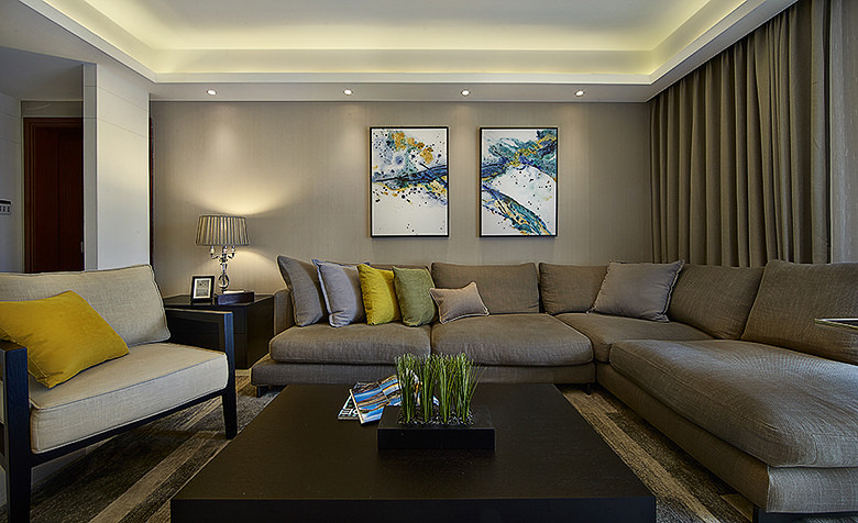 现代典雅格调客厅沙发背景墙效果图