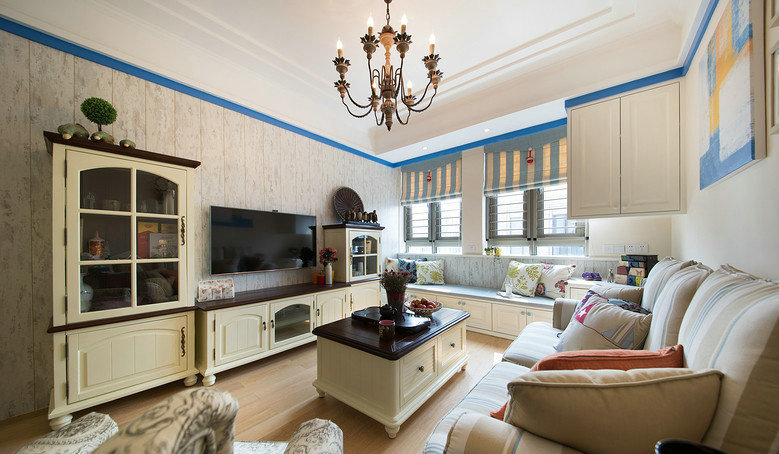 现代地中海混搭小客厅装修效果图