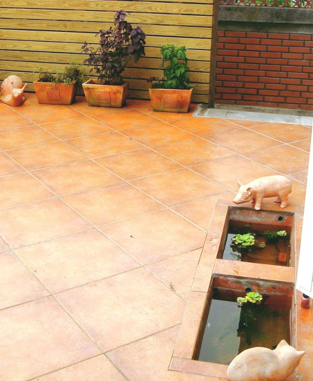 自然田园风阳台地板砖设计 - 效果图