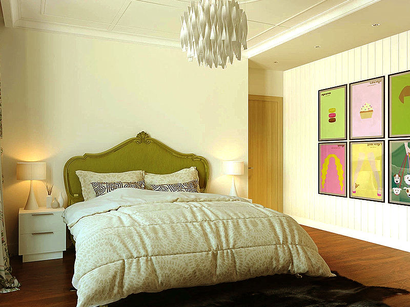 英式混搭设计卧室相片墙效果图