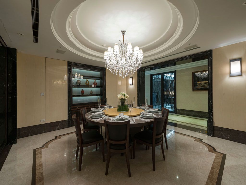 中式现代餐厅吊顶效果图