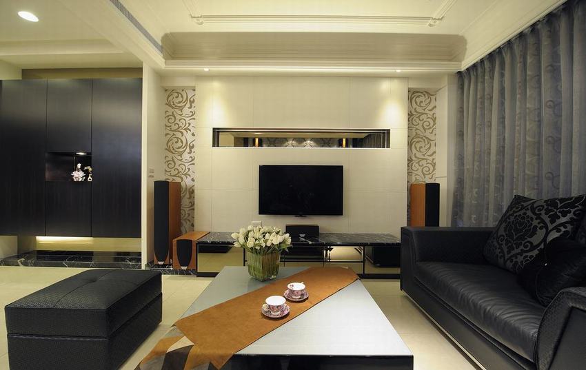 现代家居客厅 电视背景墙效果图