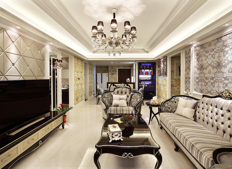 130平唯美高贵典雅欧式风格三居室内装修欣赏图 - 效果图