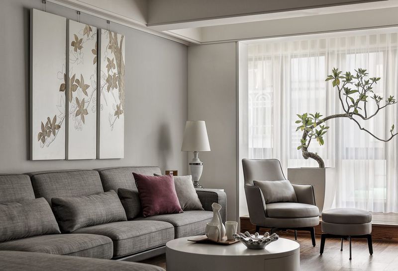 素雅幽静现代客厅软装效果图