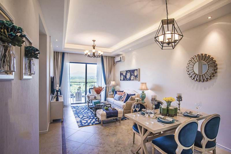 地中海设计装修风格三居室内石膏吊顶效果图