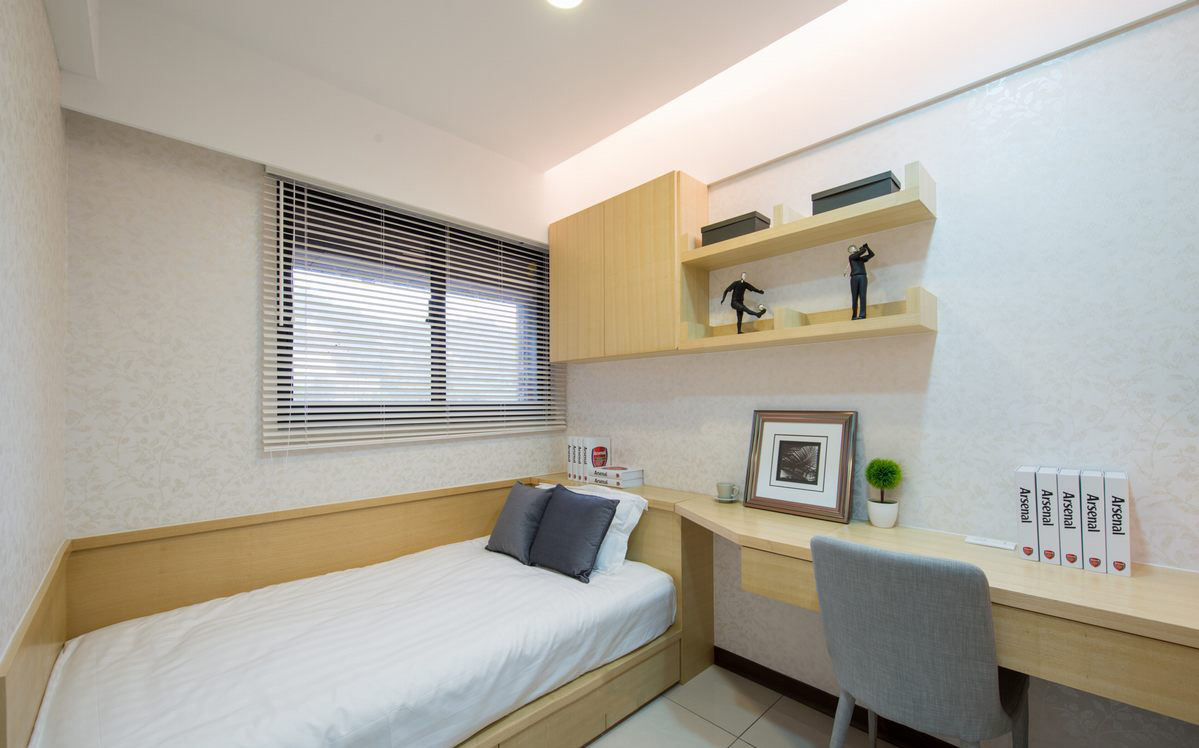 唯美简约儿童房实木床设计 - 效果图