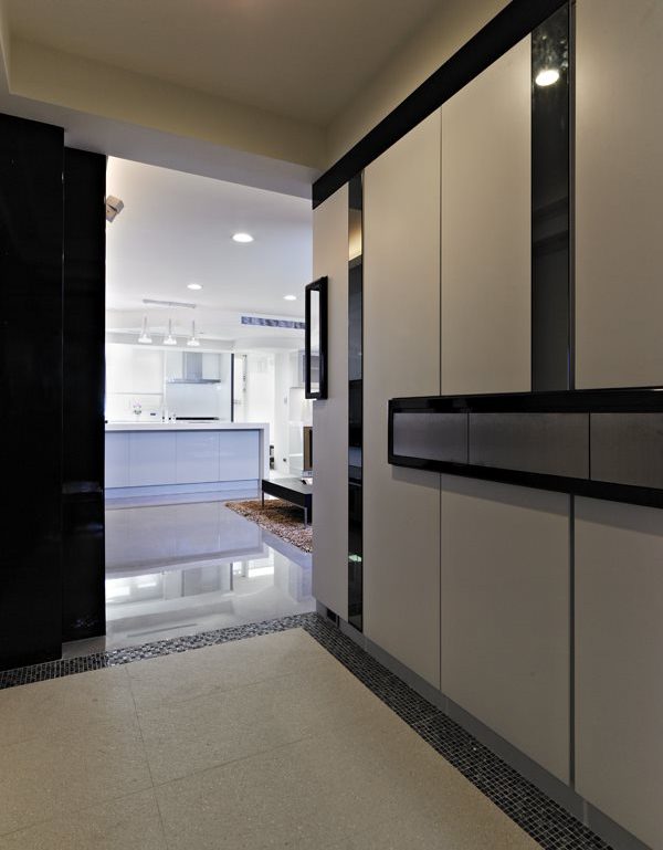 黑白简约现代玄关装修图 - 效果图