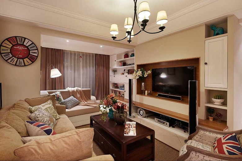 时尚现代美式风格三居客厅整体效果图片