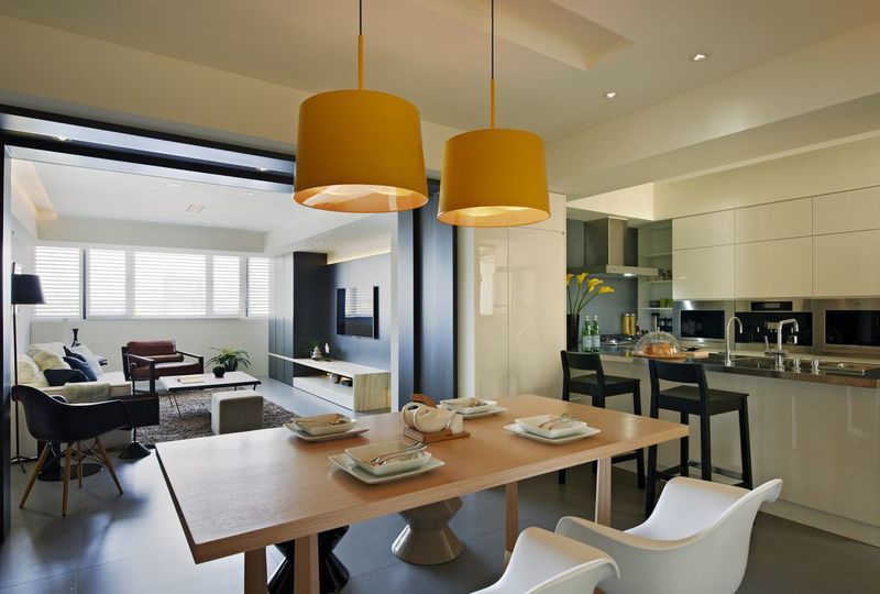 恬淡雅趣现代三居餐厅吊顶设计图片 - 效果图