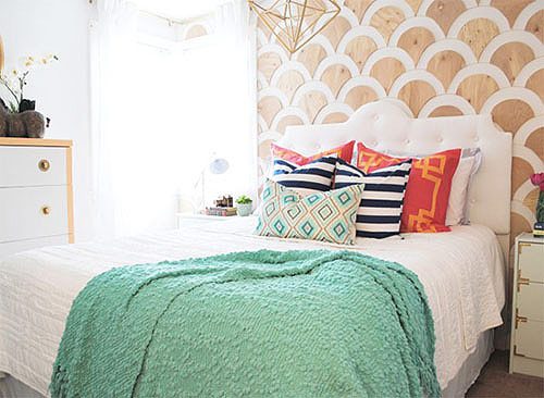 清新欧式卧室背景墙设计 - 效果图