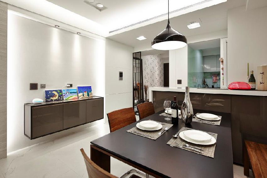 现代家居餐厨房吧台隔断设计 - 效果图