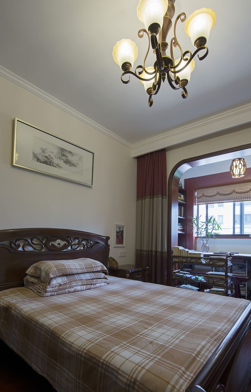 复古中式卧室书房隔断效果图片