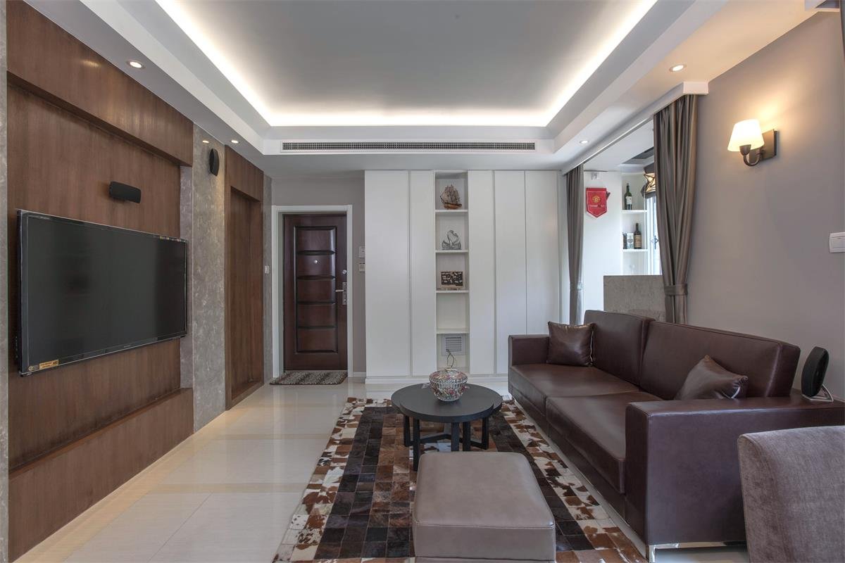 中式简约家装客厅电视背景墙装饰效果图