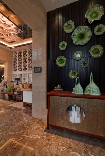 时尚中式风格家居室内装饰墙设计图 - 效果图