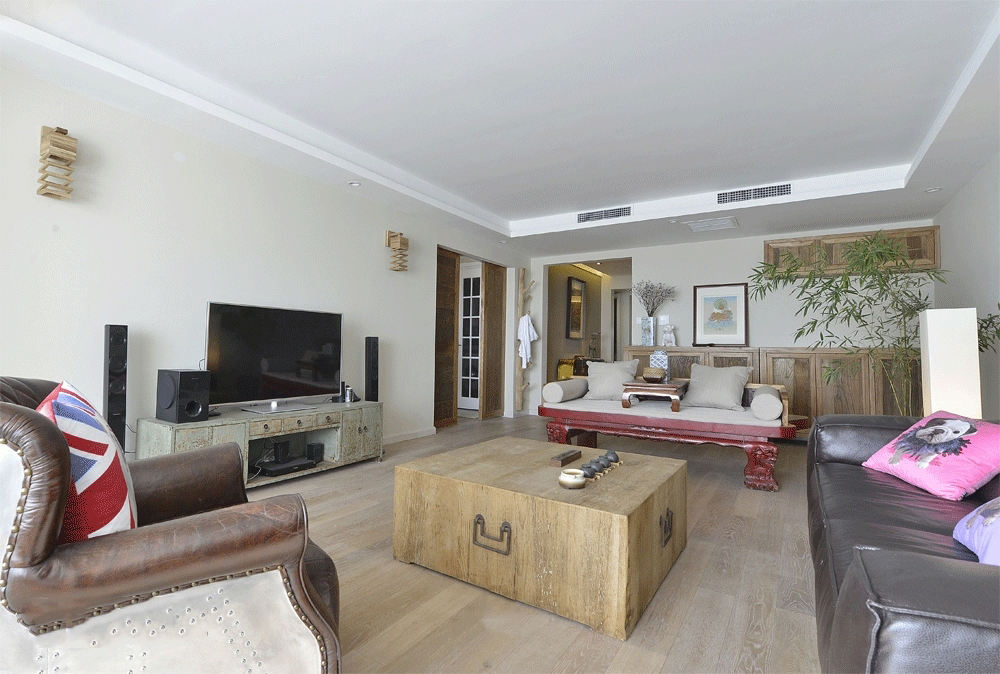 复古美式田园风客厅装饰图 - 效果图