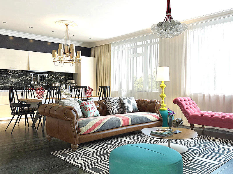 65平英式混搭设计二居效果图