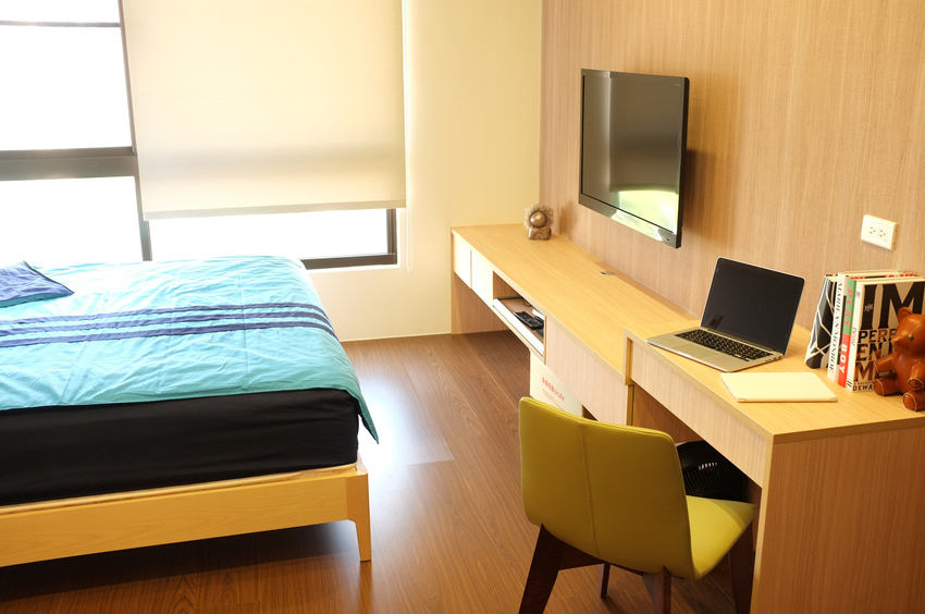 优雅简洁现代卧室书桌设计 - 效果图