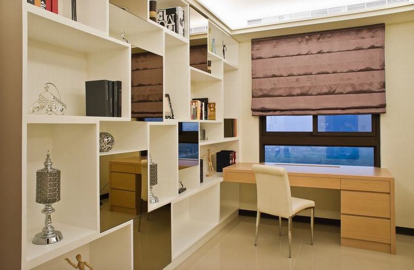 现代家居书房窗帘装饰 - 效果图