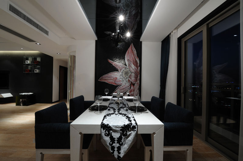 暗色摩登现代简中式餐厅效果图