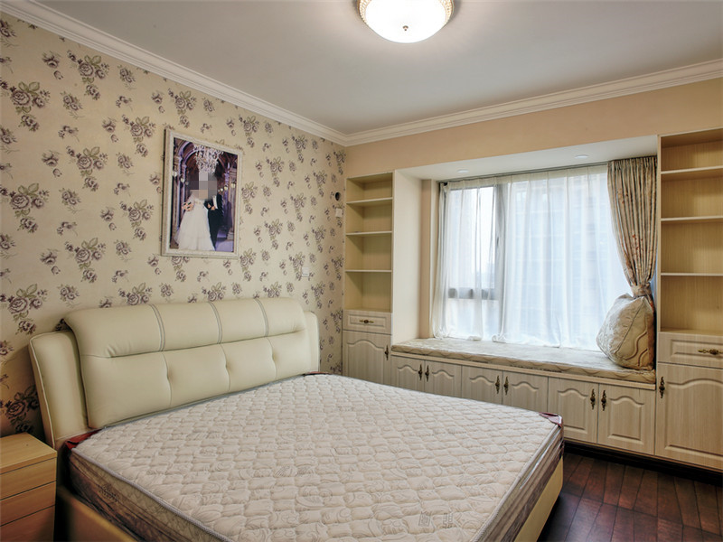 创意田园卧室橱柜与窗帘 - 效果图