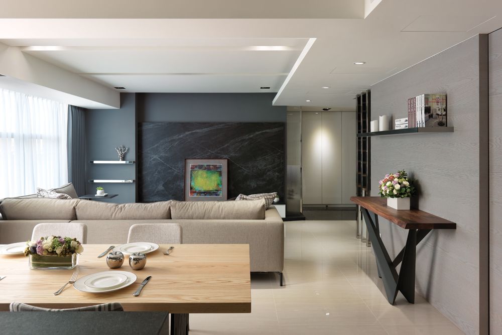 现代家居客厅背景墙装饰图 - 效果图