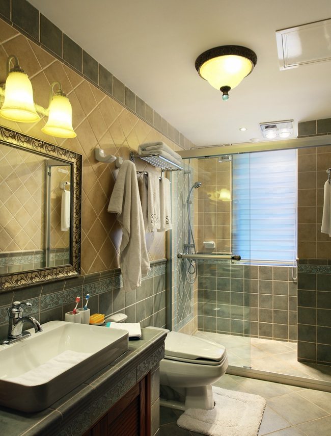 清爽美式田园风卫生间效果图