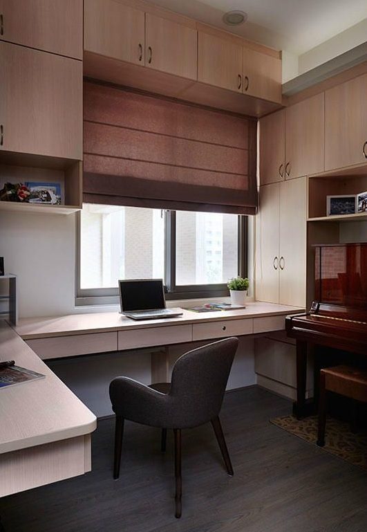 简约风格室内书房整体书柜设计效果图