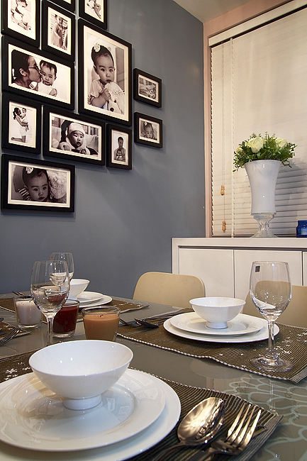 灰色新古典餐厅相片墙装潢图 - 效果图