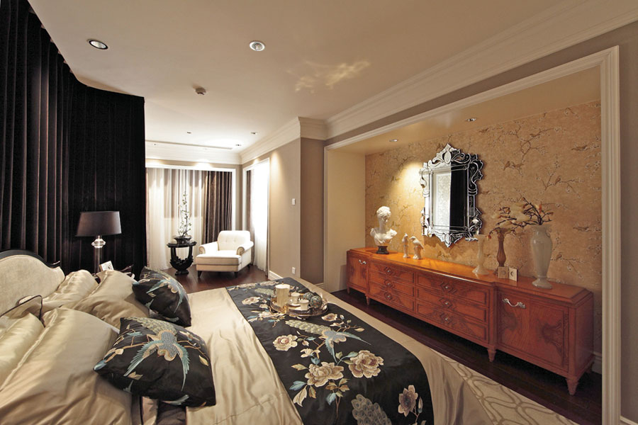 中西混搭精美卧室隔断装饰案例图 - 效果图