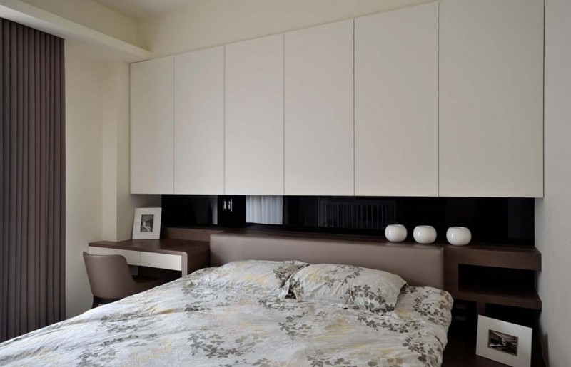 咖啡色素雅简约卧室床头收纳柜设计 - 效果图