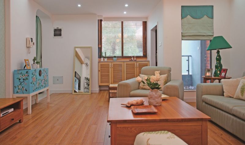 舒适原木田园风混搭客厅效果图