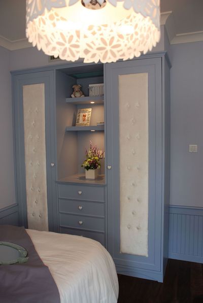 蓝色地中海风格儿童衣柜展示图 - 效果图