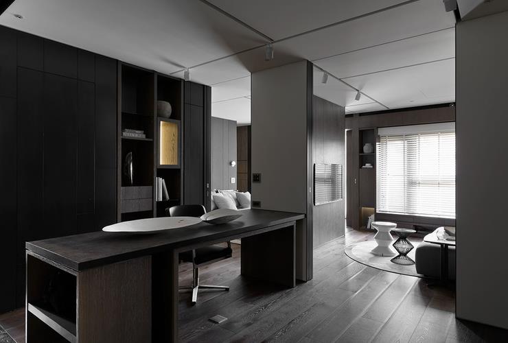 摩登黑色调后现代风一居家装图 - 效果图