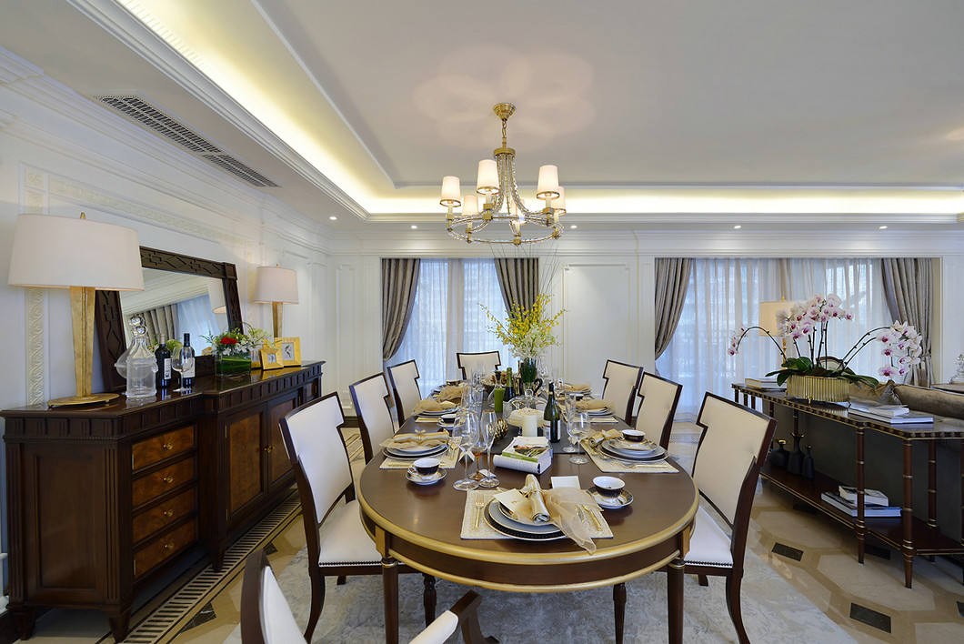 美式混搭风格餐厅原木组合格效果图