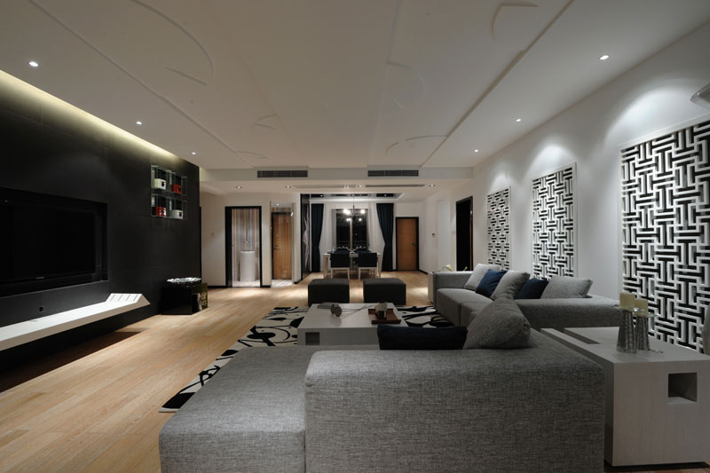 时尚摩登现代简中式风格三居设计效果图