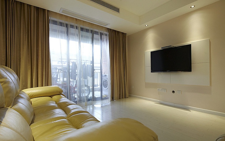 65平清新时尚简约复式客厅阳台隔断设计图 - 效果图