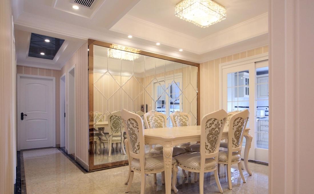 时尚精美欧式风格餐厅玻璃背景墙设计图 - 效果图