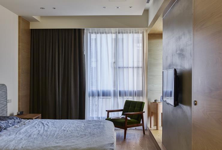 现代简约装修卧室窗帘设计 - 效果图