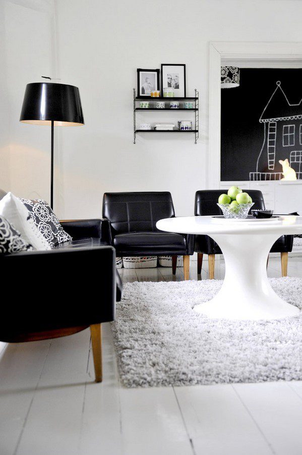 黑白现代简约客厅家装图 - 效果图